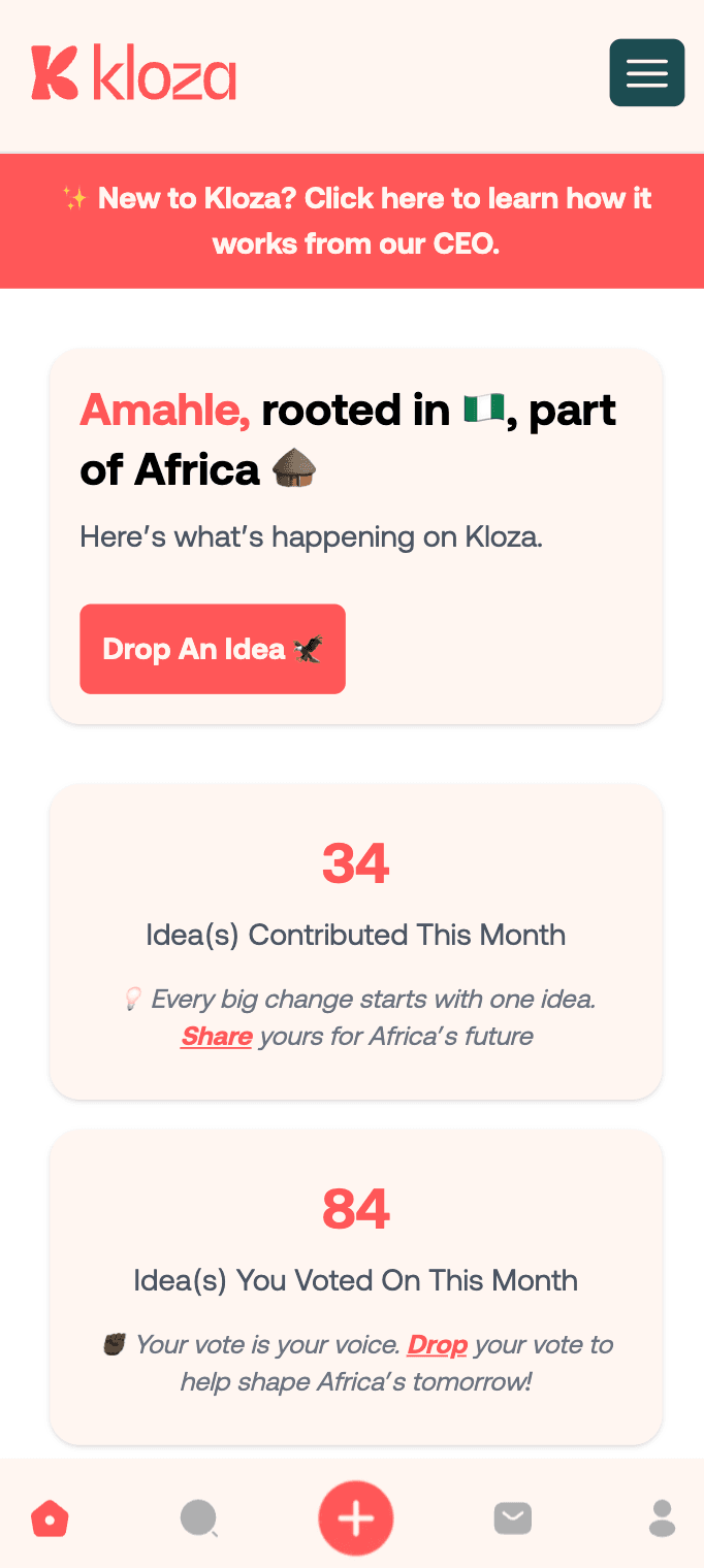 Kloza Platform Mobile Dashboard